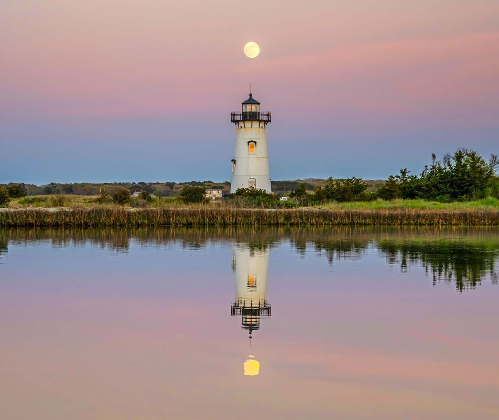 Edgartown Light Moon Reflection Art | Michael Blanchard Inspirational Photography - Crossroads Gallery