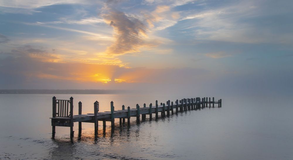 East Chop Pier Golden Light Art | Michael Blanchard Inspirational Photography - Crossroads Gallery