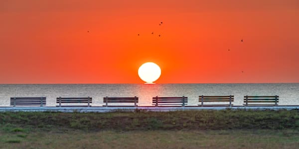 Inkwell Beach September Sunrise Benches Art | Michael Blanchard Inspirational Photography - Crossroads Gallery