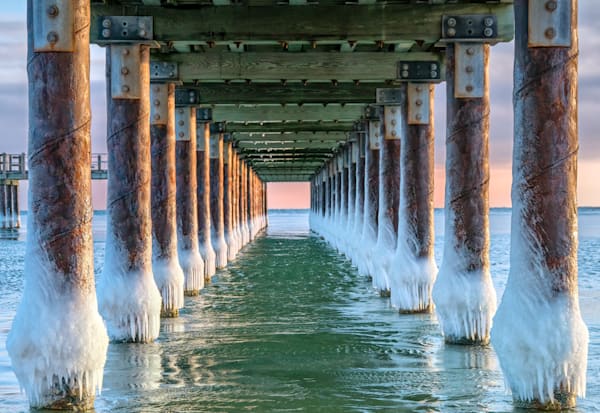 Oak Bluffs Pier Ice 2026 Art | Michael Blanchard Inspirational Photography - Crossroads Gallery