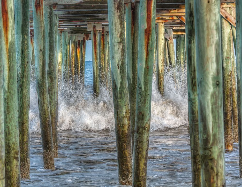 Old Orchard Beach Fishing Pier Surf Art | Michael Blanchard Inspirational Photography - Crossroads Gallery