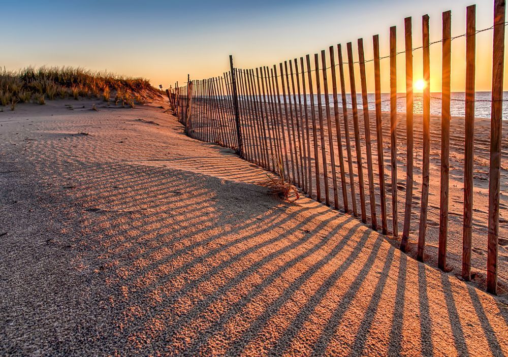 Long Point Sunrise Snow Fence Art | Michael Blanchard Inspirational Photography - Crossroads Gallery