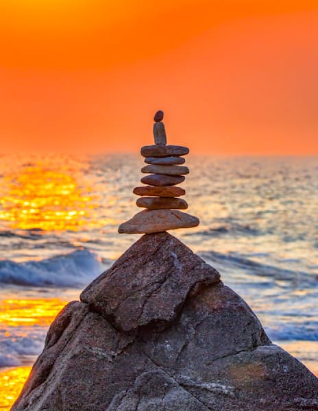 Moshup Beach Sunset Cairn Art | Michael Blanchard Inspirational Photography - Crossroads Gallery