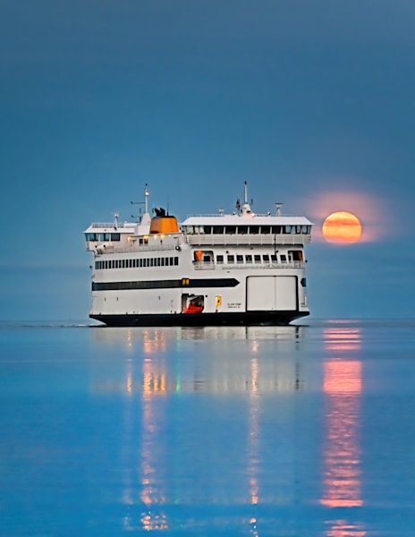 Steamship Ferry December Moon Vertical Art | Michael Blanchard Inspirational Photography - Crossroads Gallery