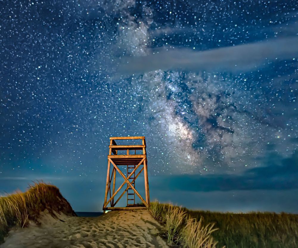 South Beach Lifeguard Chair Milky Way Fog Art | Michael Blanchard Inspirational Photography - Crossroads Gallery
