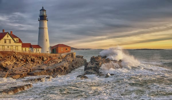 Portland Head Light Sunrise Surf Art | Michael Blanchard Inspirational Photography - Crossroads Gallery