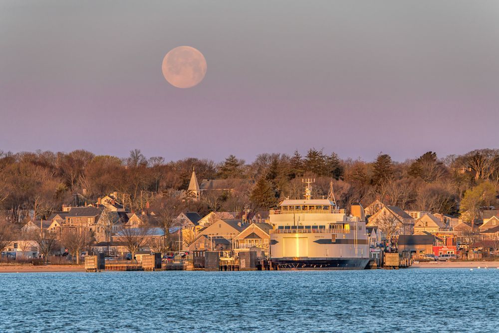 Vineyard Haven Spring Steamship Moon Art | Michael Blanchard Inspirational Photography - Crossroads Gallery