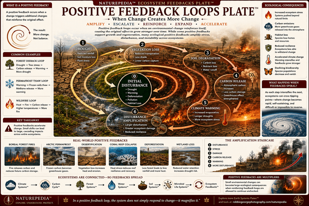 Positive Feedback Loops Plate showing ecological amplification processes