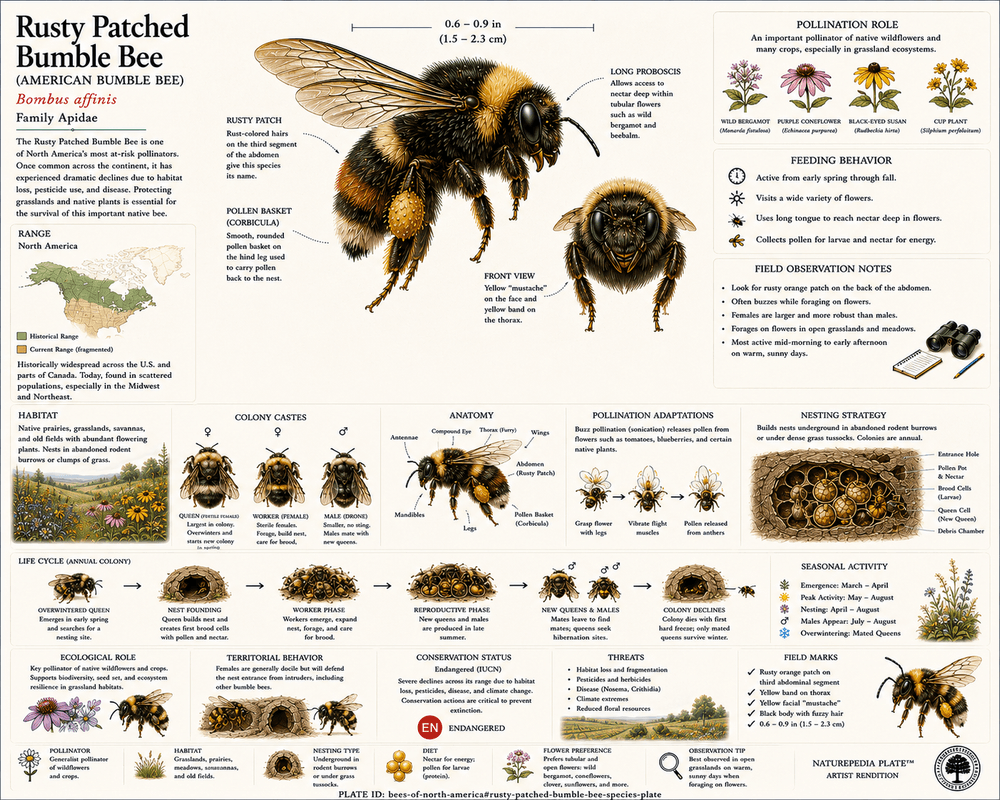 Rusty Patched Bumble Bee Naturepedia Species Plate