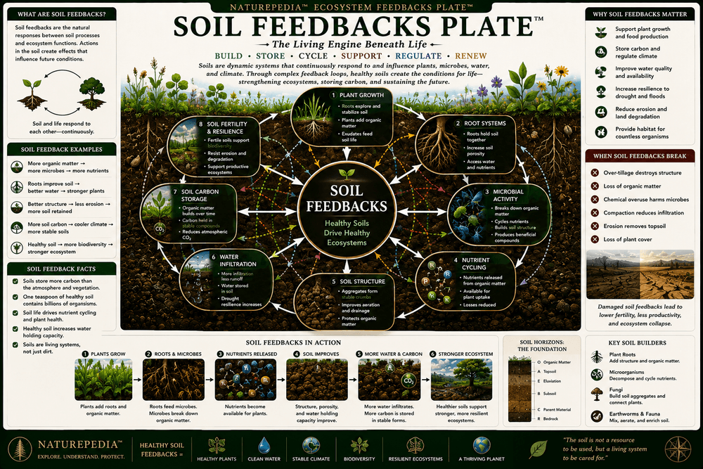 Soil Feedbacks Plate showing relationships among roots, microbes, carbon, nutrients, water, and plant growth