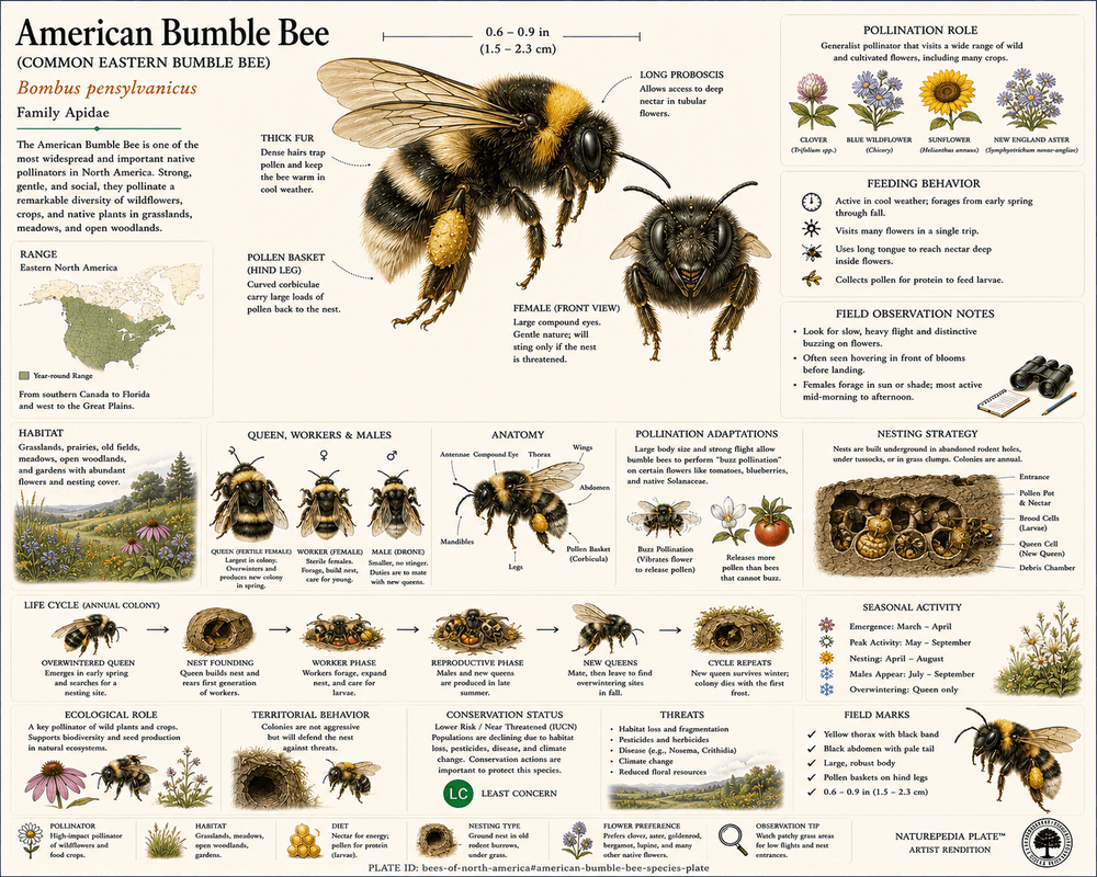 American Bumble Bee Naturepedia Species Plate