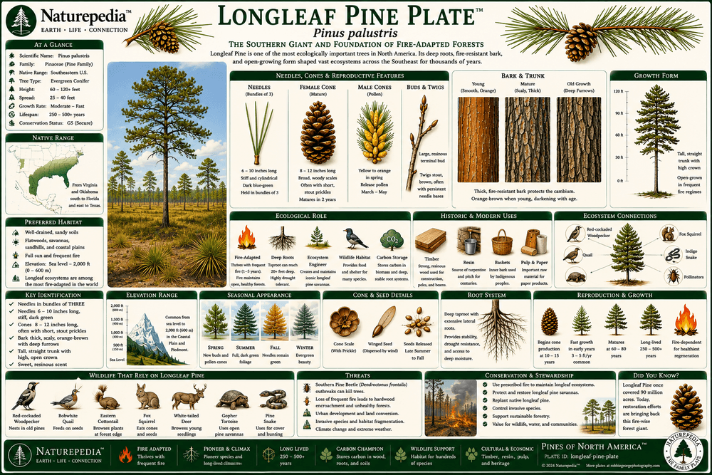 Longleaf Pine Plate showing Pinus palustris, grass-stage development, southeastern pine savannas, fire adaptation, biodiversity, and forest ecology by Robbie George