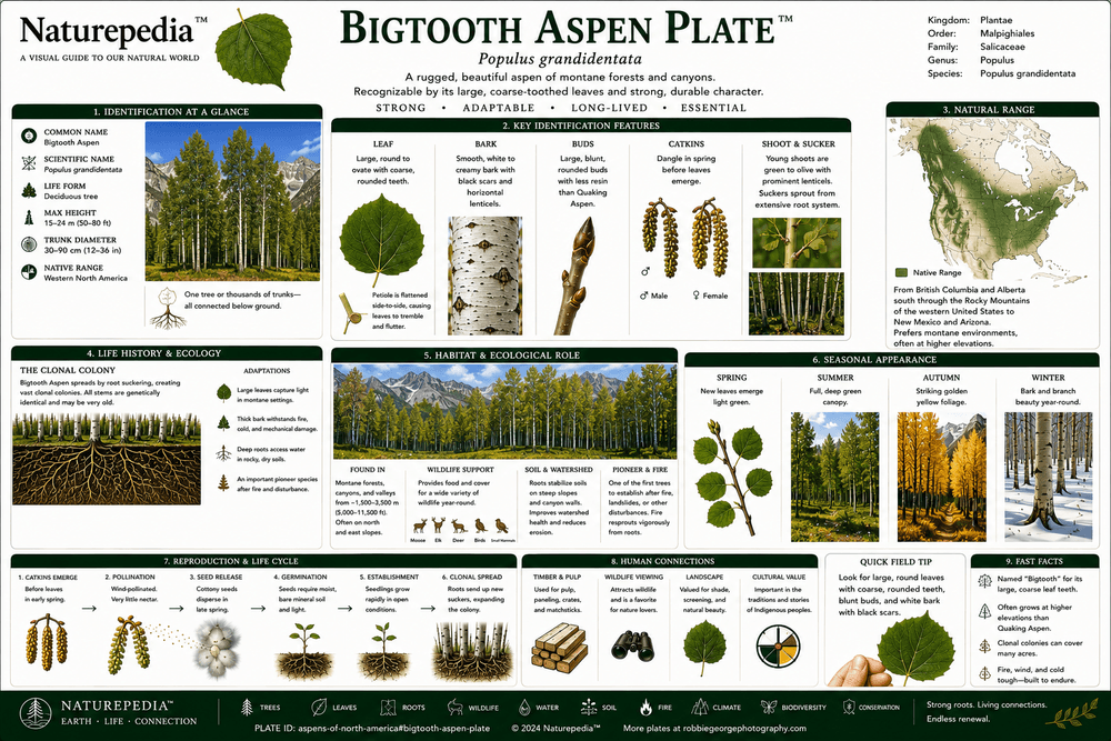 Bigtooth Aspen Plate showing Populus grandidentata, toothed leaves, eastern forests, young woodland habitat, wildlife browse, and early succession by Robbie George