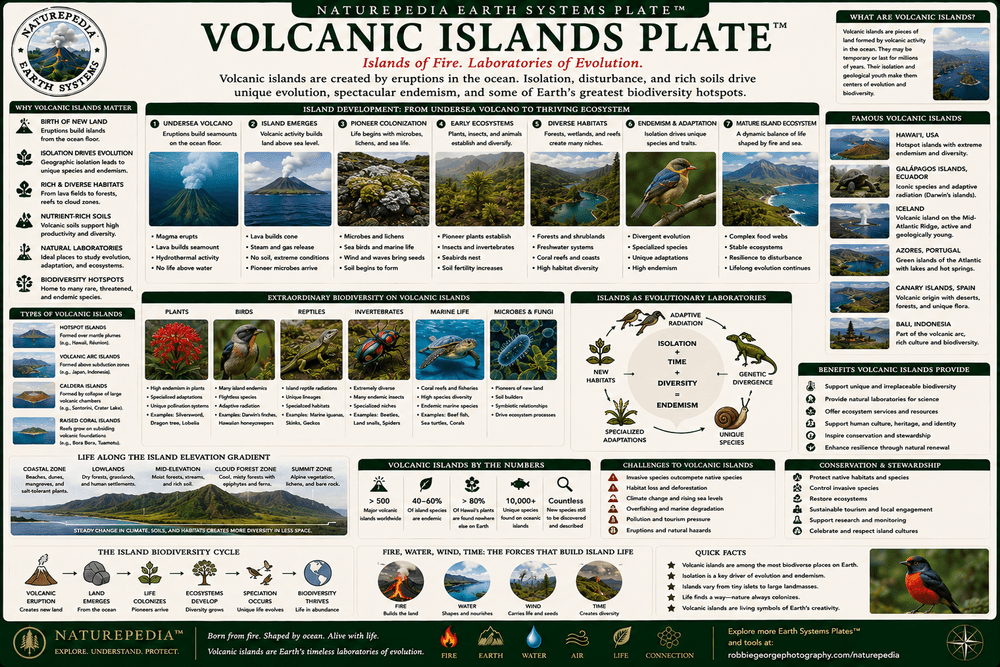 Volcanic Islands Plate showing Hawaii, Iceland, Galapagos, hotspots, seafloor volcanism, island formation, and oceanic geology