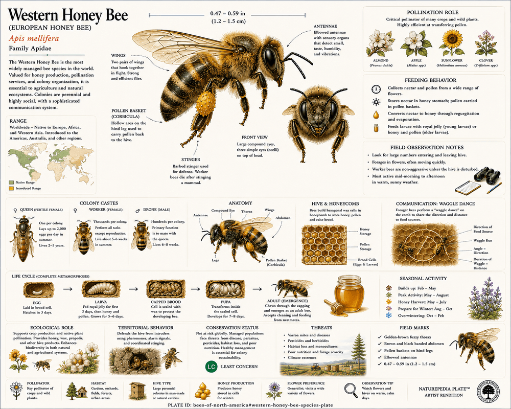 Western Honey Bee Naturepedia Species Plate