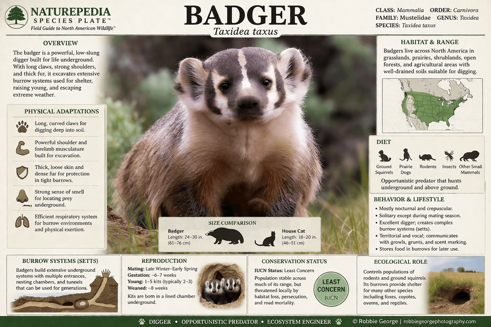 Badger (Taxidea taxus) — Habitat, Diet, Behavior & Digging