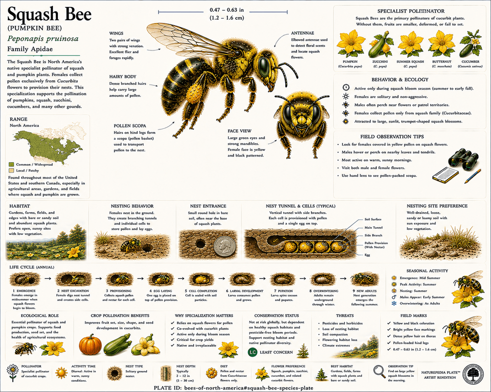 Squash Bee Naturepedia Species Plate