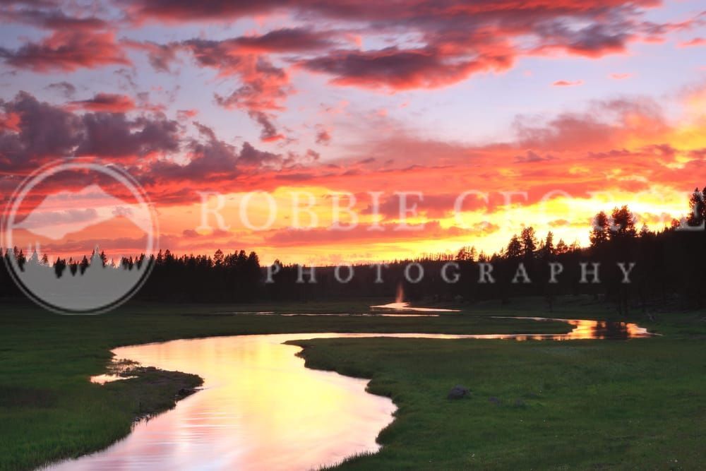 Mother Earth's Soul - Sunset at Gibbon River, Yellowstone by Robbie George Photography