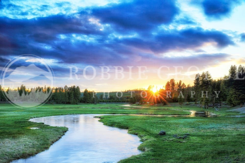 Whispers of the Evening: Serene Sunset Over a River - Robbie