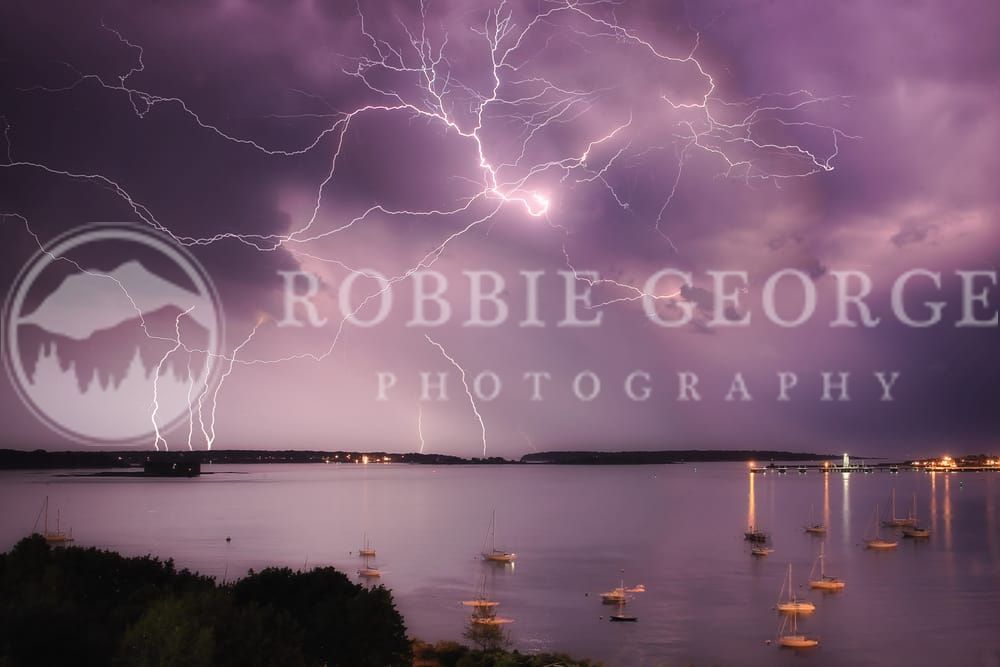 Lightning Over Casco Bay: Dramatic Seascape Print by Robbie