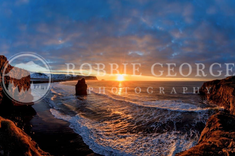 Black Sand Beach - Volcanic Landscape Art Print by Robbie George Photography.