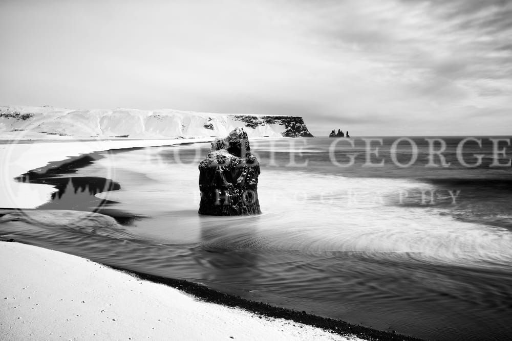 Black Beach Iceland - Winter Seascape Art Print by Robbie George Photography