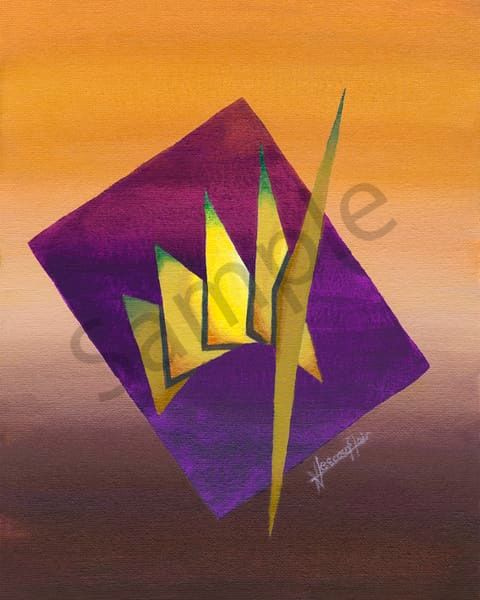 An abstract, contemporary art depiction of bird of paradise flower