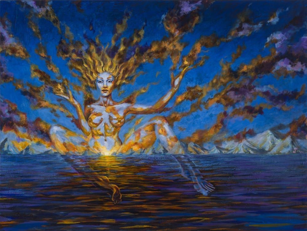 Embodied Horizon: Sacred Feminine Oil Painting