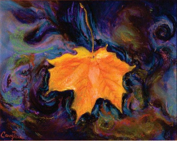 Floating Maple Leaf Purple Art | Carey Jane Art
