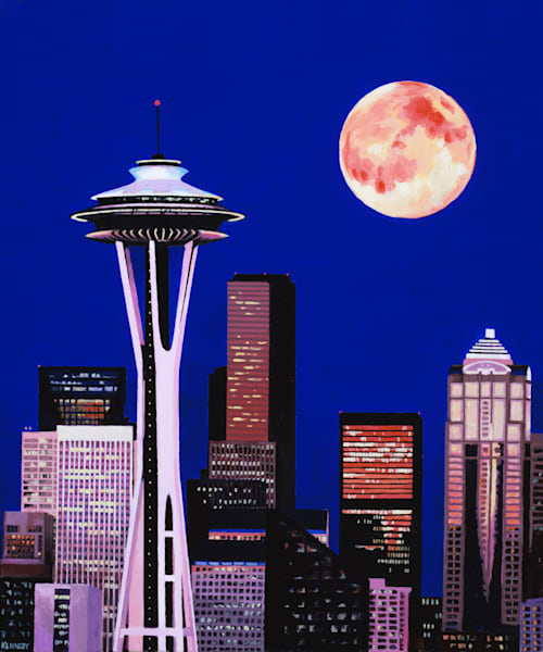 Seattle Moon Art | Kelly Kennedy Art 
