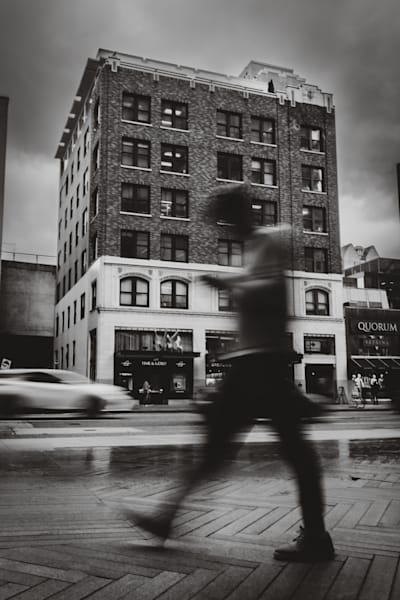 Urban Movement Meets Stillness – A Street Photography Reflection in Front of "Time & Gold", Vancouver