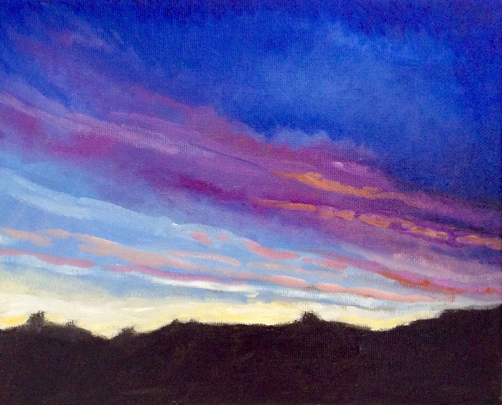 Twilight Sky Original Romantic Landscape Art Oil Painting Art