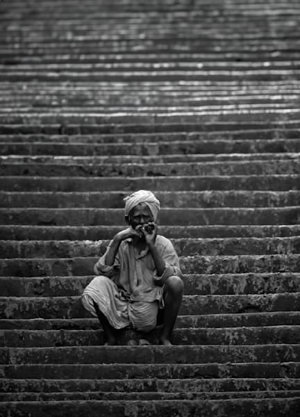 A Man his Cigarette and the Stairs