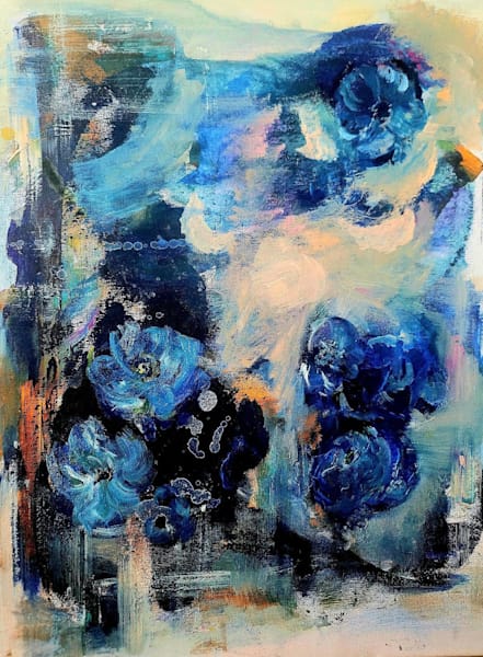 “Where The Blues Deepen, The Flowers Remember What The Sky Once Felt Like.” Art | Anna's Abstract Expressionism