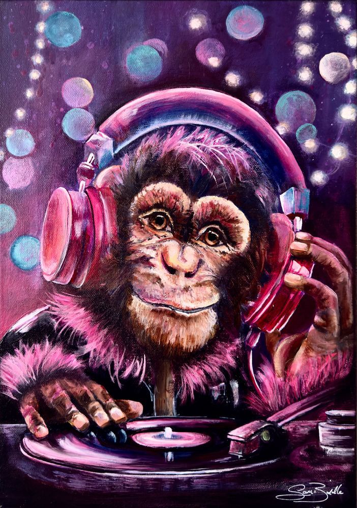 DJ Dex — Funky Monkey DJ Art Print | Sam Biddle Pink List