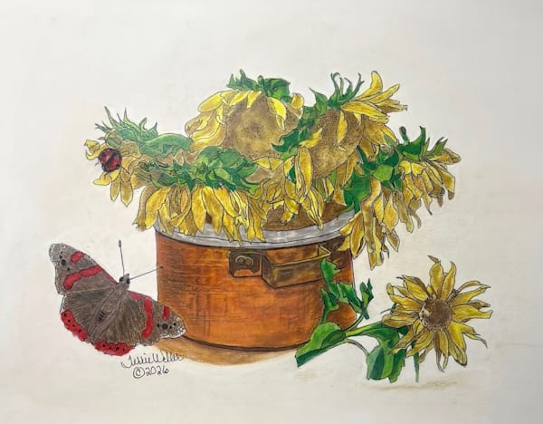 Sunflowers In A Copper Kettle Art | Fine Art by Terrie D