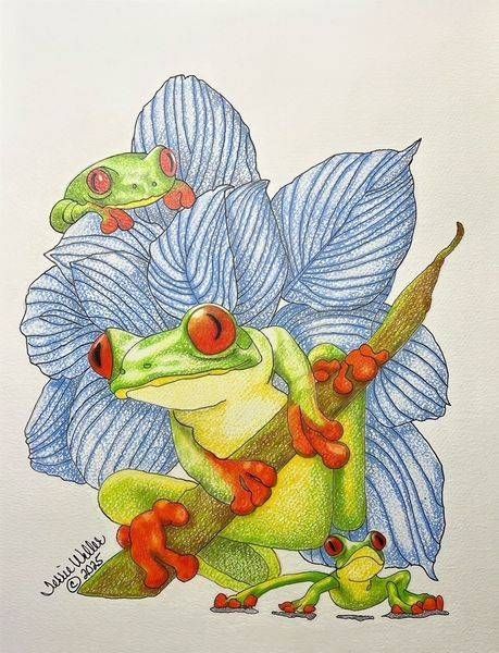 Fernando And Friends Red Eyed Tree Frogs Art | Fine Art by Terrie D