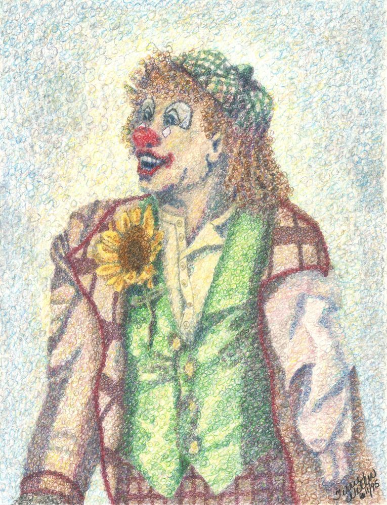 Clown With Sunflower Art | Fine Art by Terrie D