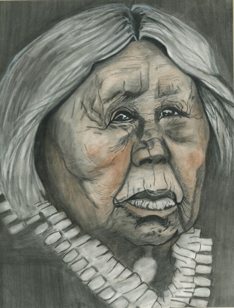 Charcoal And Colored Pencil Of Indian Woman Art | Fine Art by Terrie D