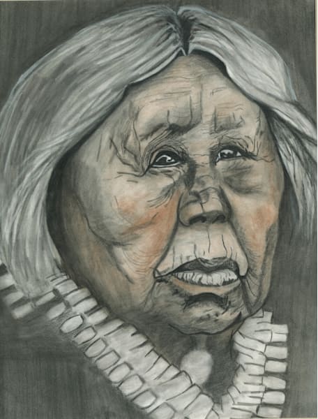 Charcoal And Colored Pencil Of Indian Woman Art | Fine Art by Terrie D