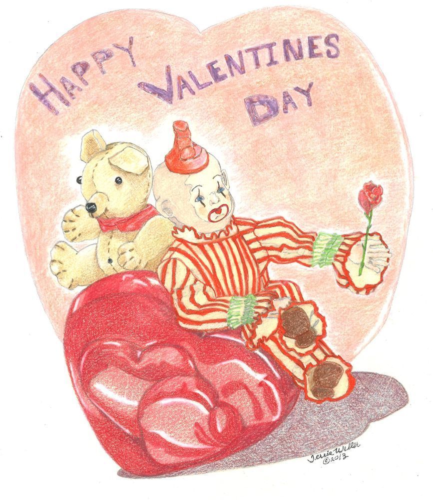 Happy Valentine's Day Clown Art | Fine Art by Terrie D