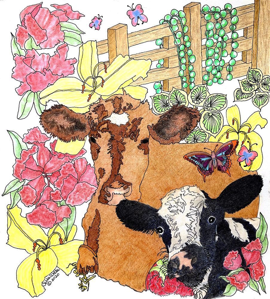 Mama And Baby Cow Art | Fine Art by Terrie D