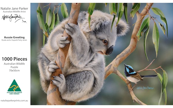 Koala and Superb Fairy-wren Jigsaw Puzzle | 1000-Piece "Aussie Greeting"