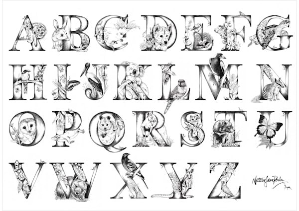Aussie Alphabet Art - Poster
Featuring Aussie Flora and Fauna