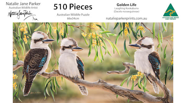 Golden Life – Laughing Kookaburras Panorama Jigsaw (510-Piece)