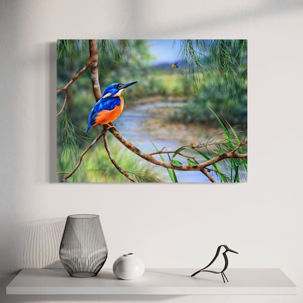 Australian Wildlife Art - Casuarina Crossing (Azure Kingfisher) | Natalie Jane Parker - Ready to hang Artwork