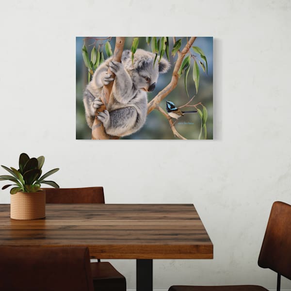 Aussie Greeting – Koala & Blue Wren Art Print | Natalie Jane Parker
