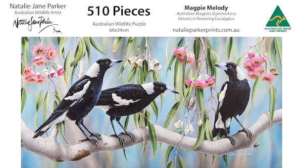 Magpie Melody – Australian Magpies Panorama Jigsaw Puzzle (510-Piece)