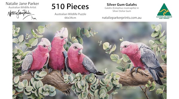 Silver Gum Galahs – Galah Panorama Jigsaw Puzzle (510-Piece)