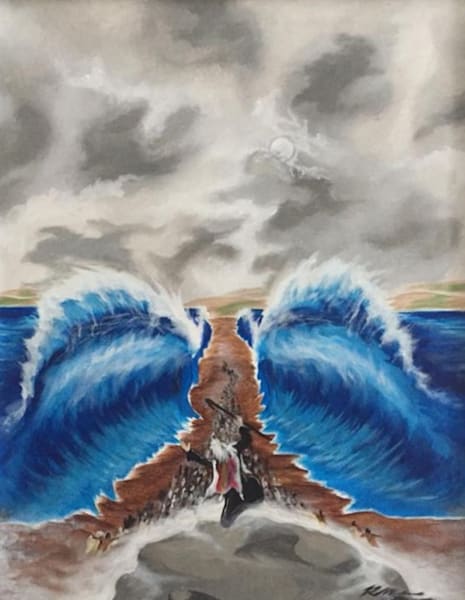 Parting The Sea Vivid Blue Art | His Touch Art